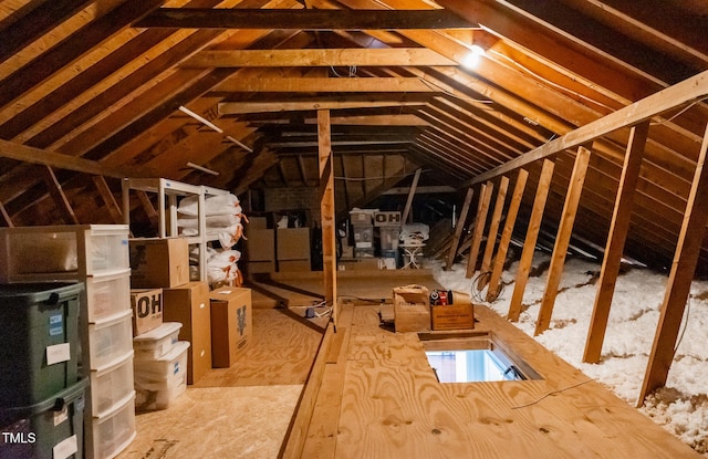 view of unfinished attic