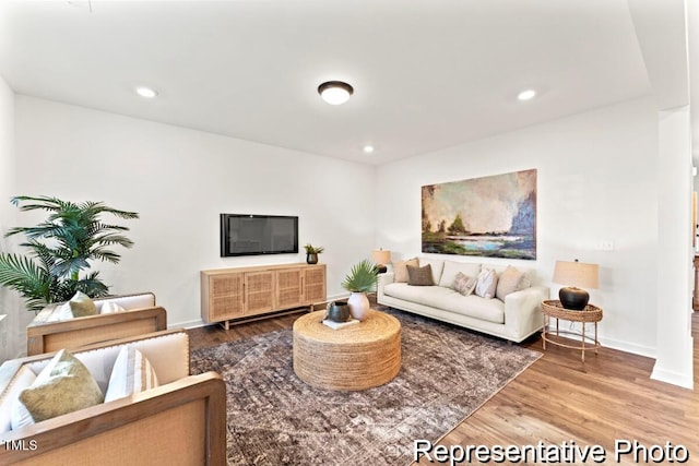 living room with hardwood / wood-style floors