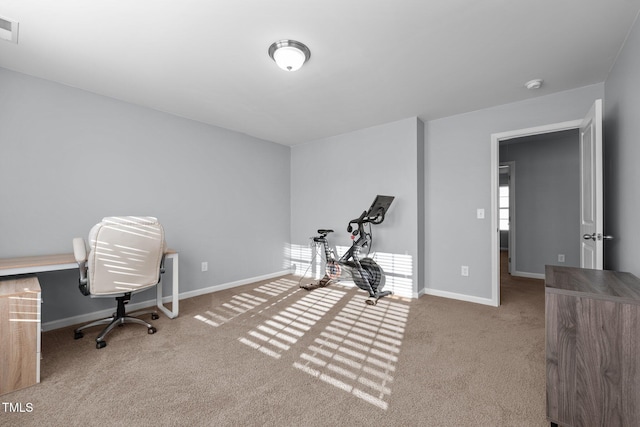 view of carpeted home office