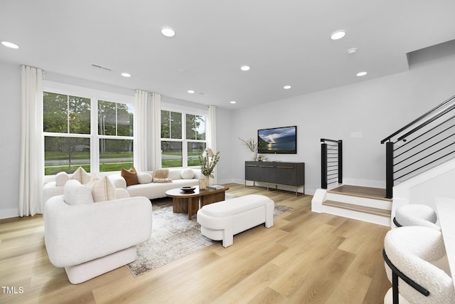 living room featuring light hardwood / wood-style floors