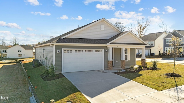 view of front facade featuring a garage and a front lawn