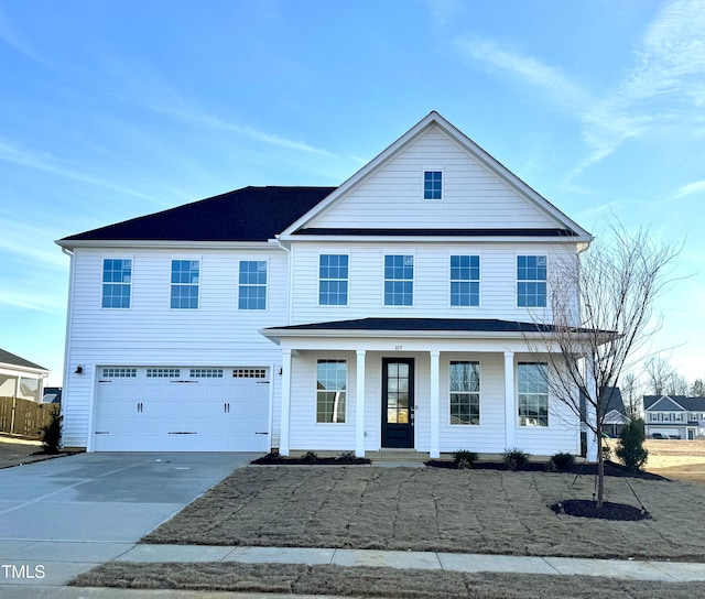 view of front of house with a garage