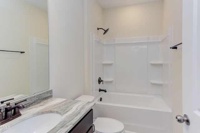 full bathroom featuring vanity, toilet, and shower / bath combination