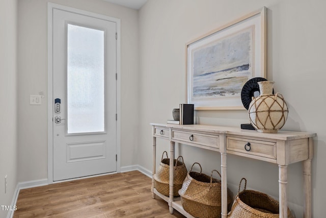 entryway with light wood-type flooring