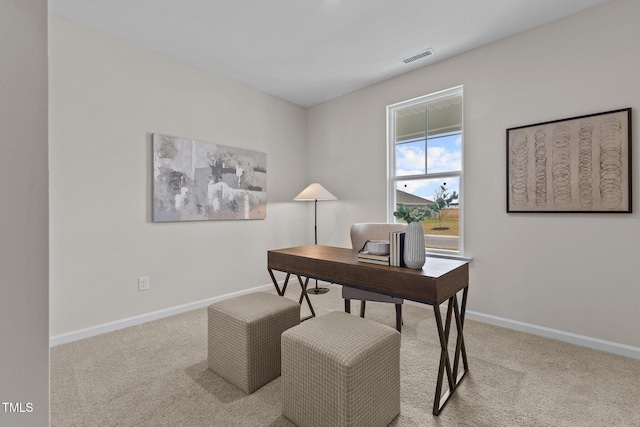 office with light colored carpet