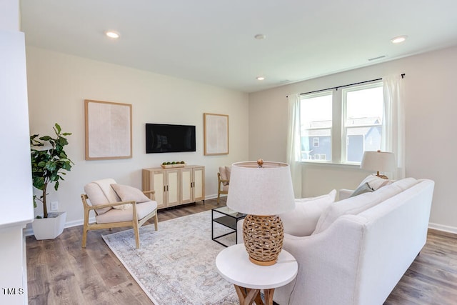 living room featuring hardwood / wood-style flooring