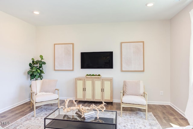 living area featuring light wood-type flooring