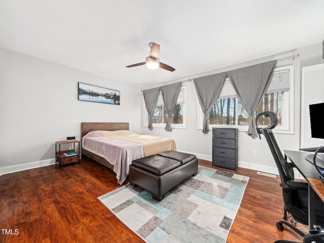 4236 Lake Ridge Dr, Raleigh, NC 27604 - bedroom featuring ceiling fan and dark hardwood / wood-style flooring