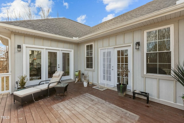 wooden terrace with french doors