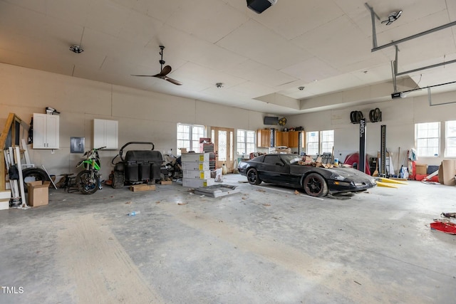 garage with a garage door opener