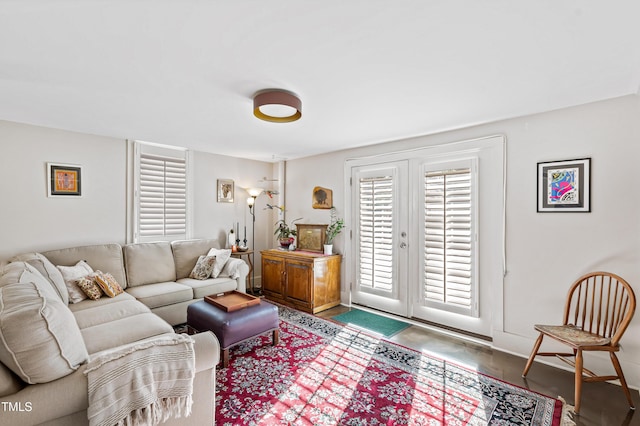 living room with french doors