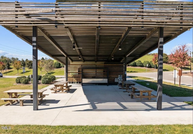 view of community with a patio area