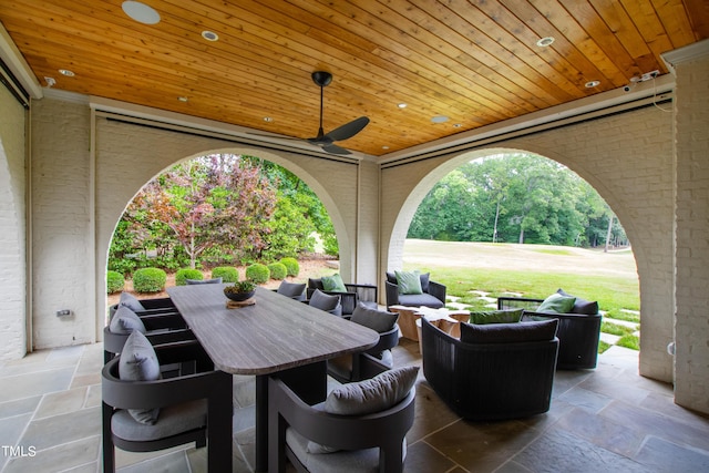 view of patio / terrace with an outdoor hangout area and ceiling fan