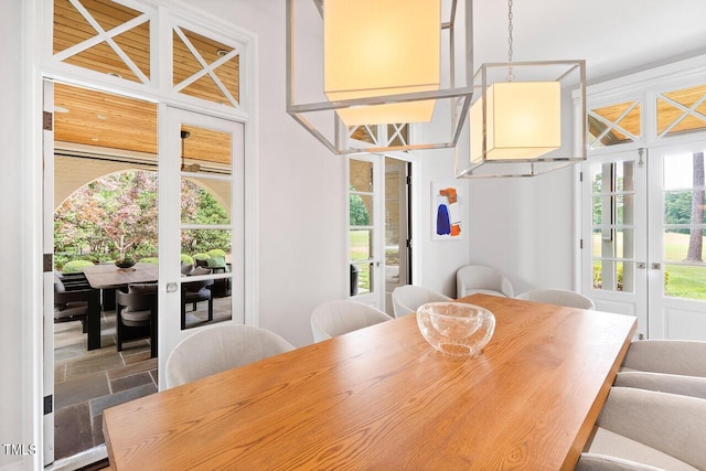 dining space with french doors