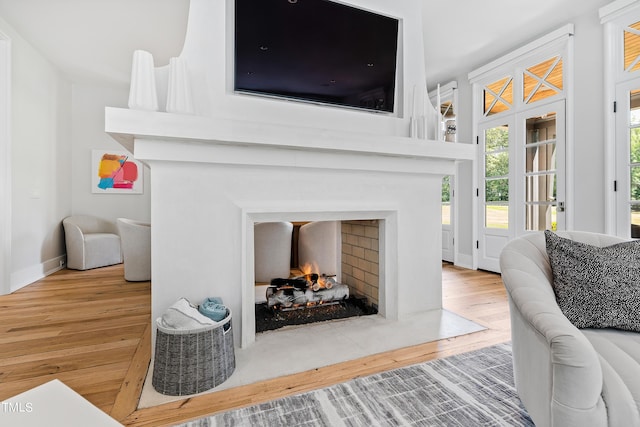 living room with wood-type flooring