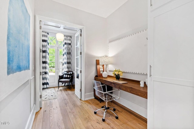 office space featuring light wood-type flooring