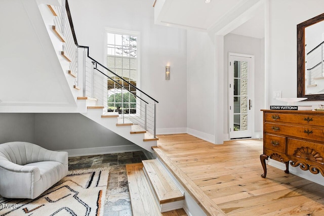 interior space with light hardwood / wood-style flooring