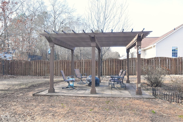 exterior space featuring a patio area and a pergola