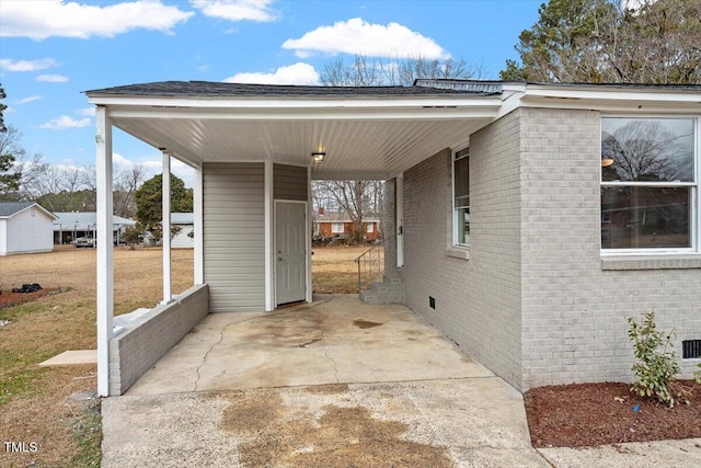 view of patio with a carport