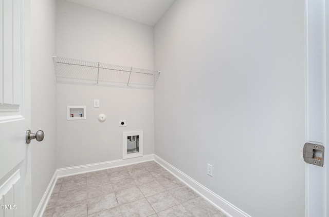 laundry area with gas dryer hookup, hookup for an electric dryer, and hookup for a washing machine