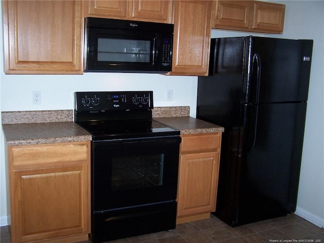 kitchen with black appliances