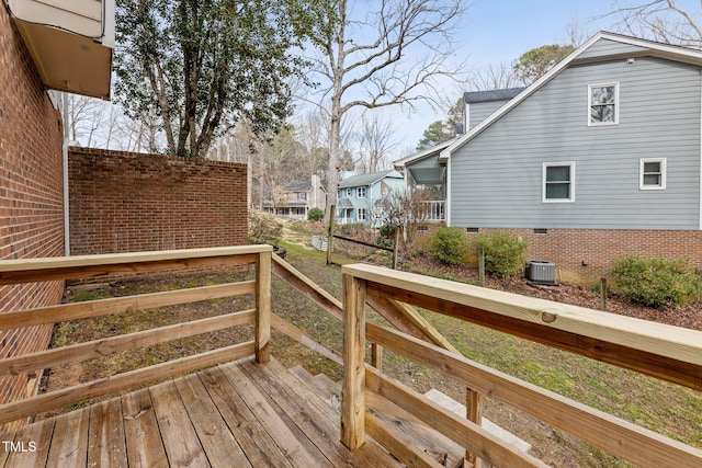 deck featuring central air condition unit