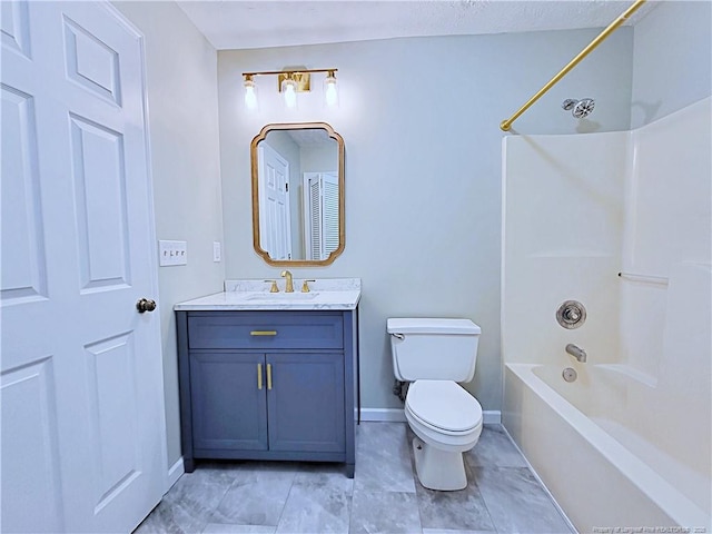 full bathroom with vanity, shower / washtub combination, and toilet