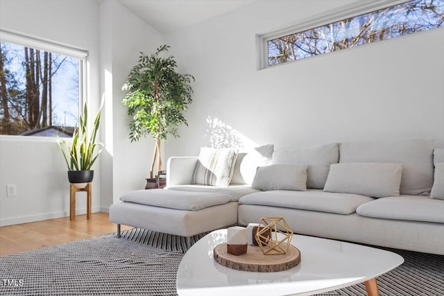 living room with light wood-type flooring