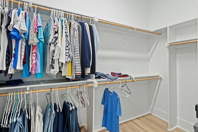 spacious closet featuring light hardwood / wood-style floors