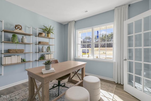 office space featuring hardwood / wood-style flooring