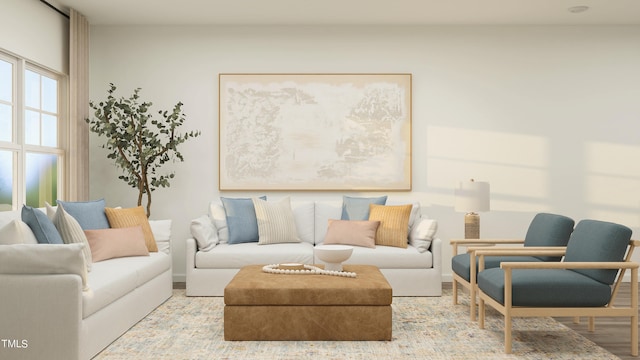 living room featuring light hardwood / wood-style floors