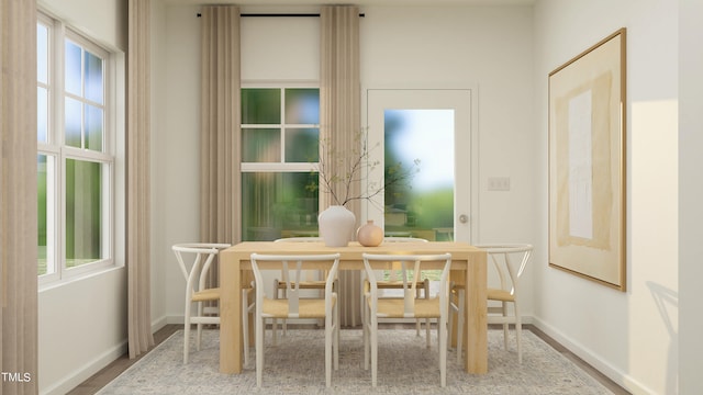 unfurnished dining area with hardwood / wood-style flooring