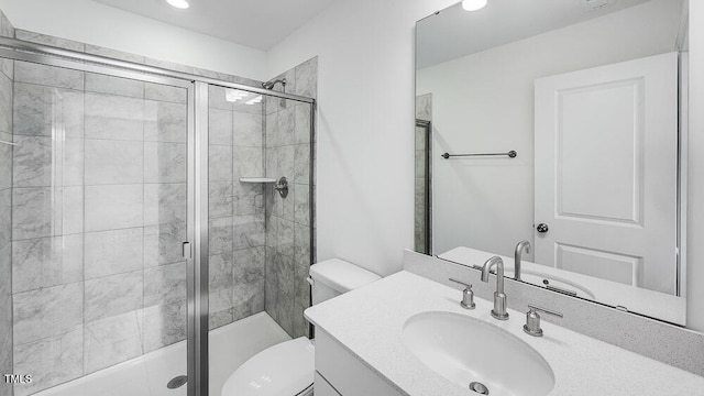 1705 Clydner Dr, Cary, NC 27523 - bathroom featuring toilet, a stall shower, and vanity