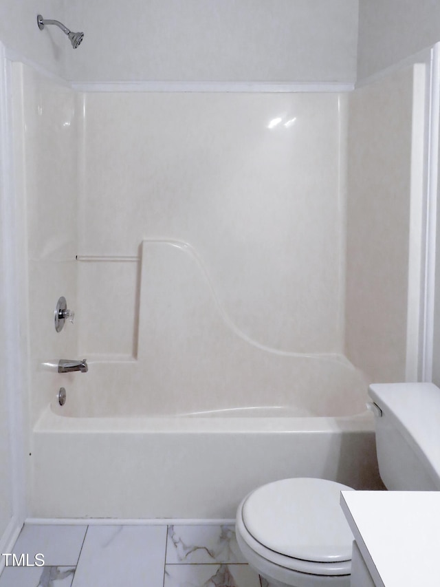 130 Luxon Pl, Cary, NC 27513 - bathroom with marble finish floor, shower / washtub combination, toilet, and vanity