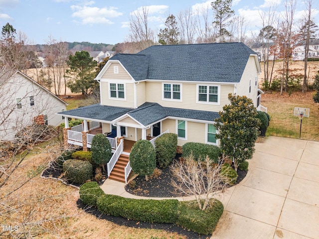 view of front of property featuring covered porch