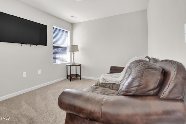 sitting room with light carpet