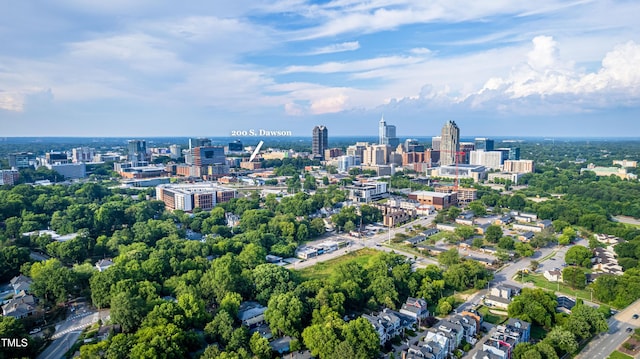 drone / aerial view with a city view