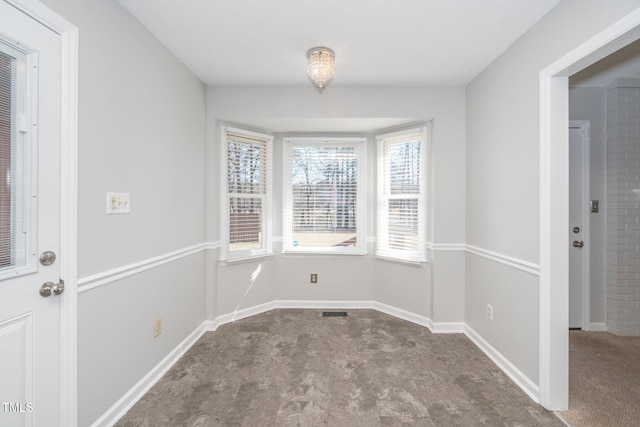 view of unfurnished dining area