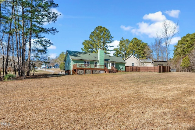 view of yard with a deck