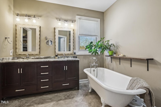 bathroom with vanity and a bathtub