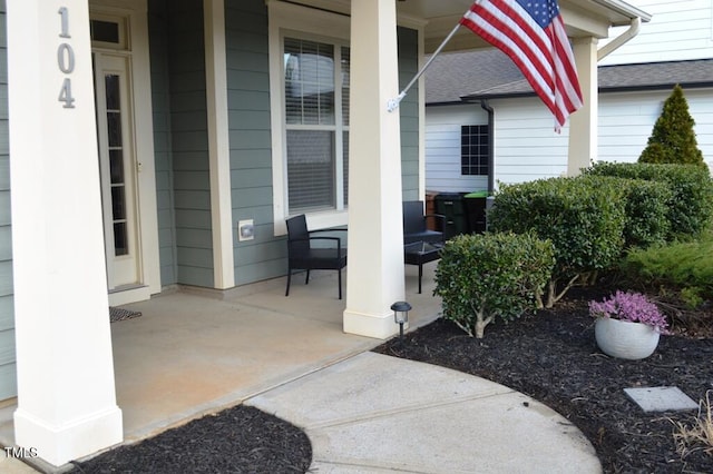 view of patio featuring a porch