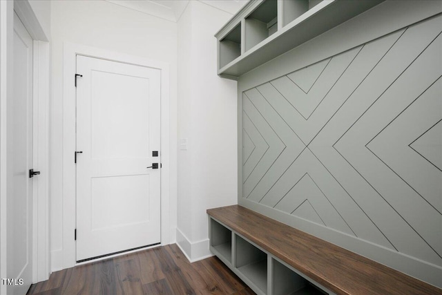 321 Bud Wall Rd, Youngsville, NC 27596 - mudroom with baseboards and dark wood-style flooring