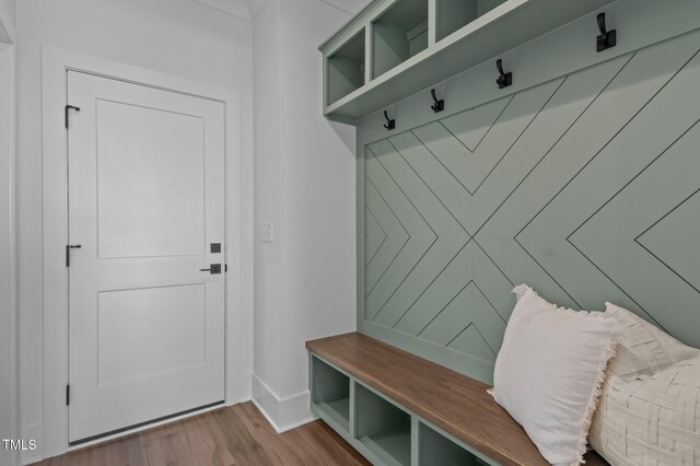 321 Bud Wall Rd, Youngsville, NC 27596 - mudroom with wood finished floors and baseboards
