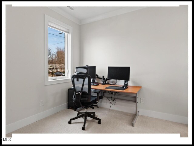 view of carpeted office