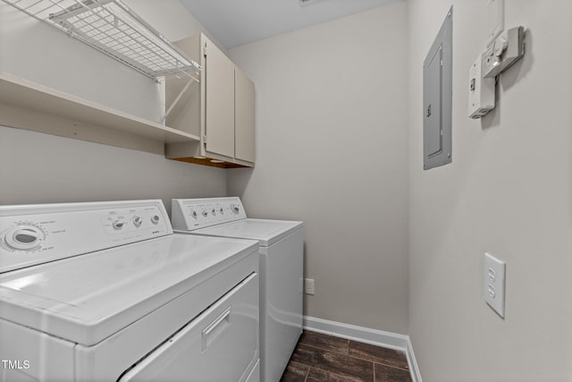 laundry room with washer and dryer and cabinets