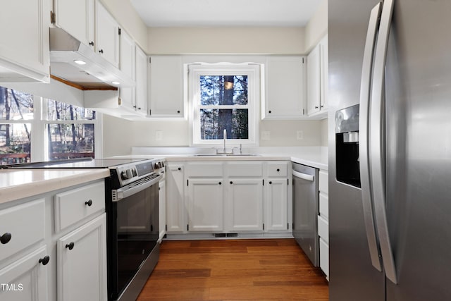 kitchen with white cabinetry, sink, a healthy amount of sunlight, and appliances with stainless steel finishes