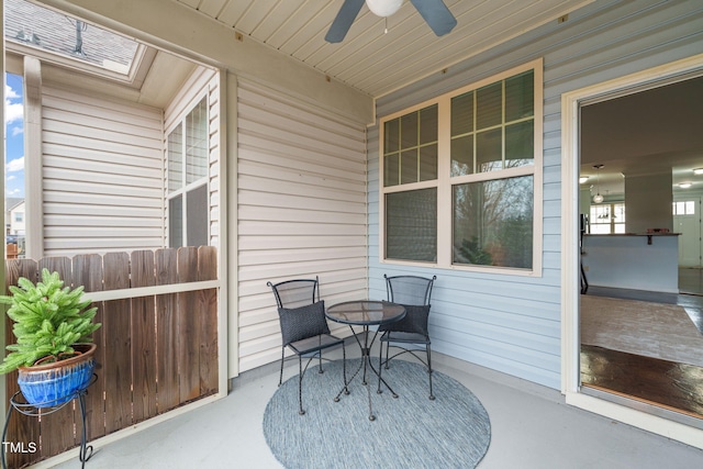 view of patio / terrace featuring ceiling fan