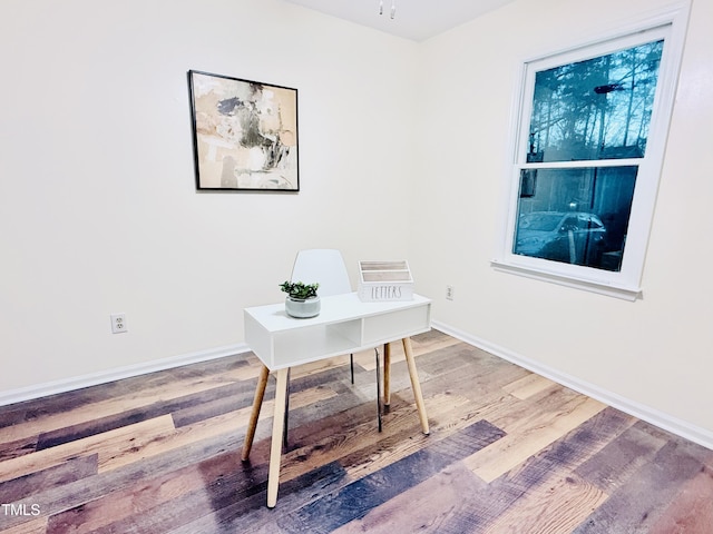 home office featuring hardwood / wood-style floors