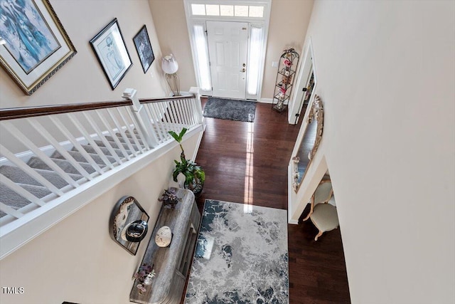 foyer entrance with dark hardwood / wood-style floors