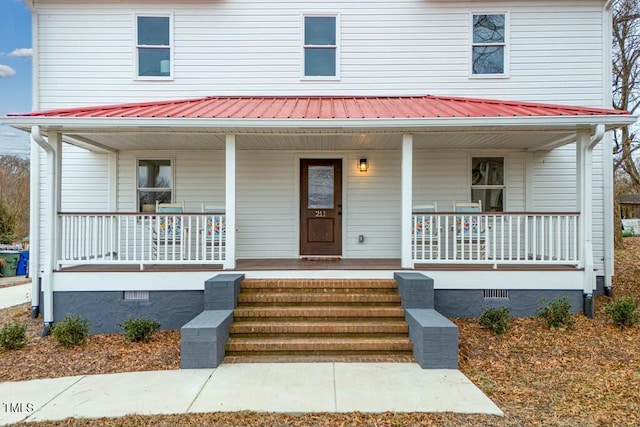 view of front facade featuring a porch